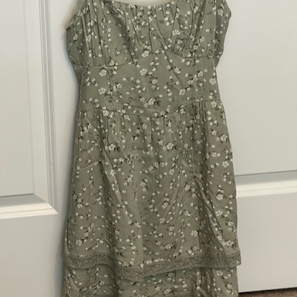 NWT-Hollister Green Mini Sundress With Embellished Flowers, Womens (XS) Clothing - Picture 13 of 13